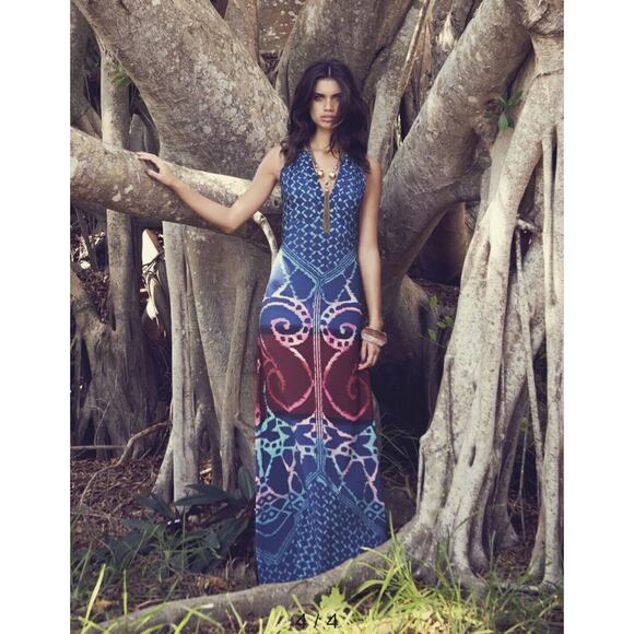 Donna Morgan Blue and Red Maxi Dress - Picture 3 of 14